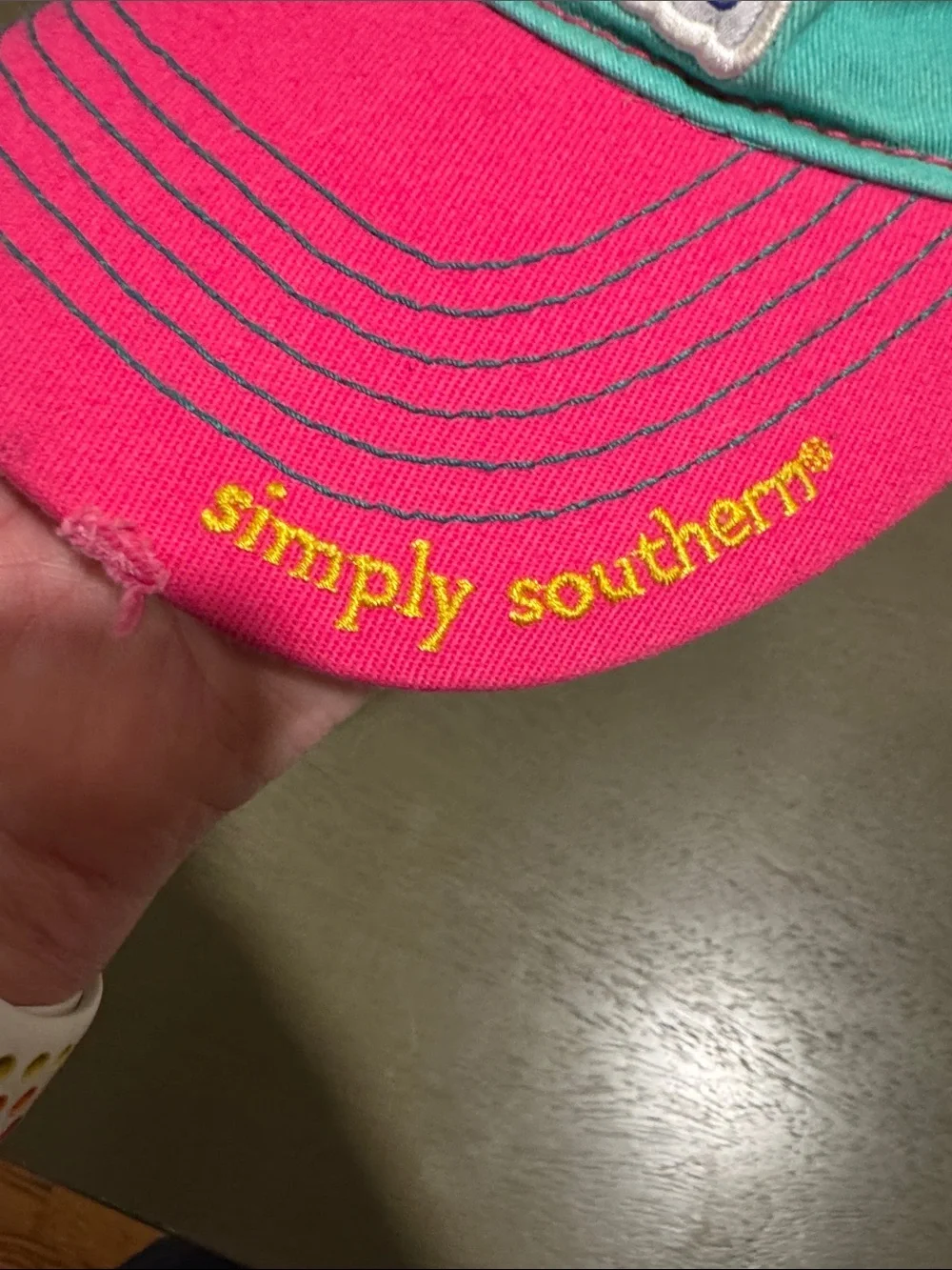 Simply Southern Teal Crown with Hot Pink Bill Baseball Cap